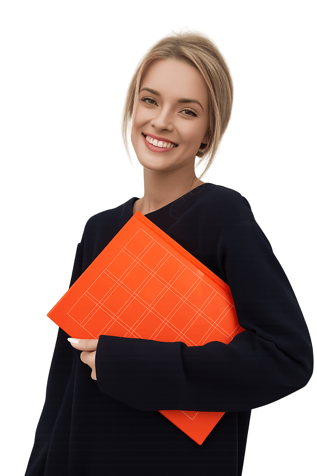 A special-education professional holding lesson materials